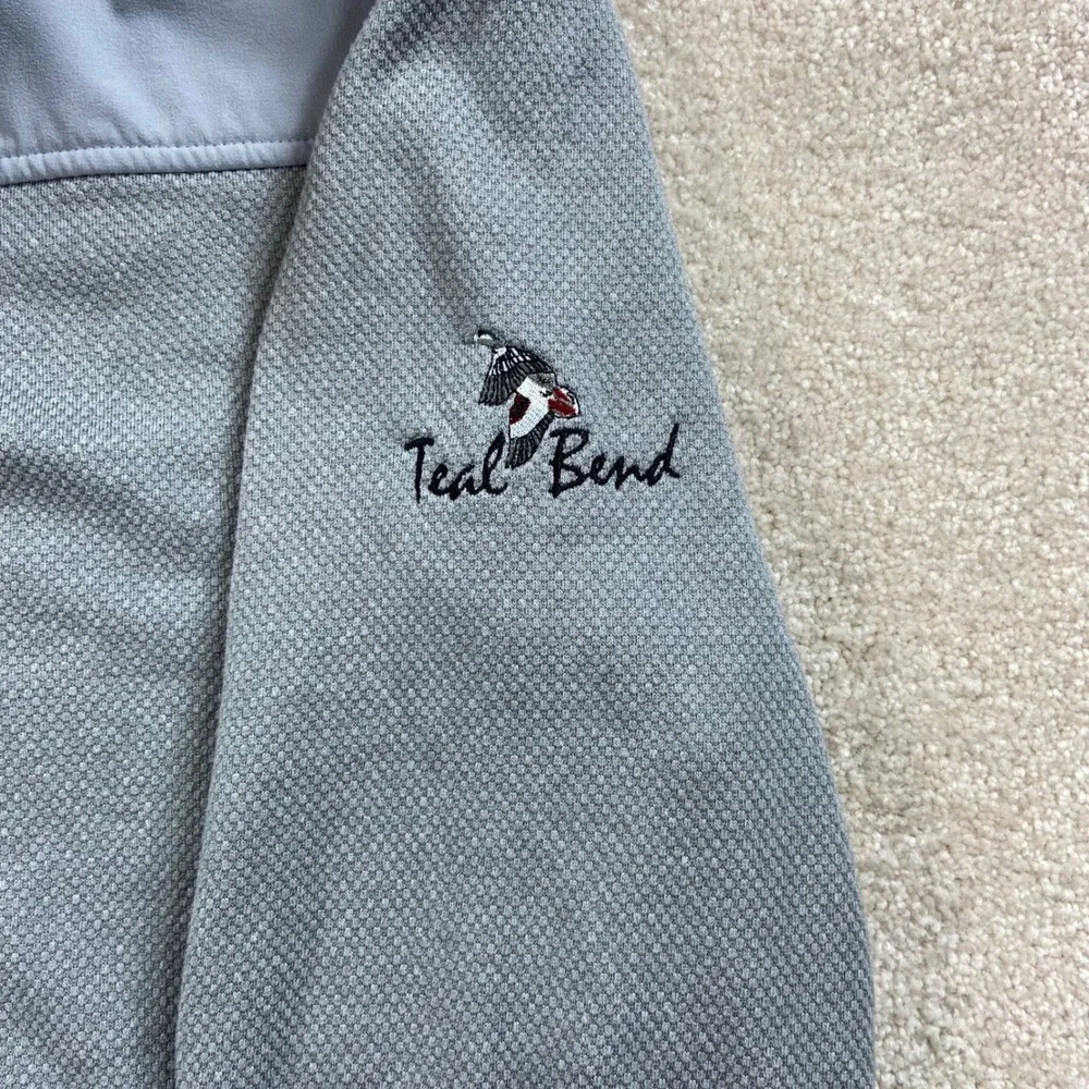 Under Armour Storm Golf Pullover Mens Large Gray Snap Mock Neck Teal Bend Logo